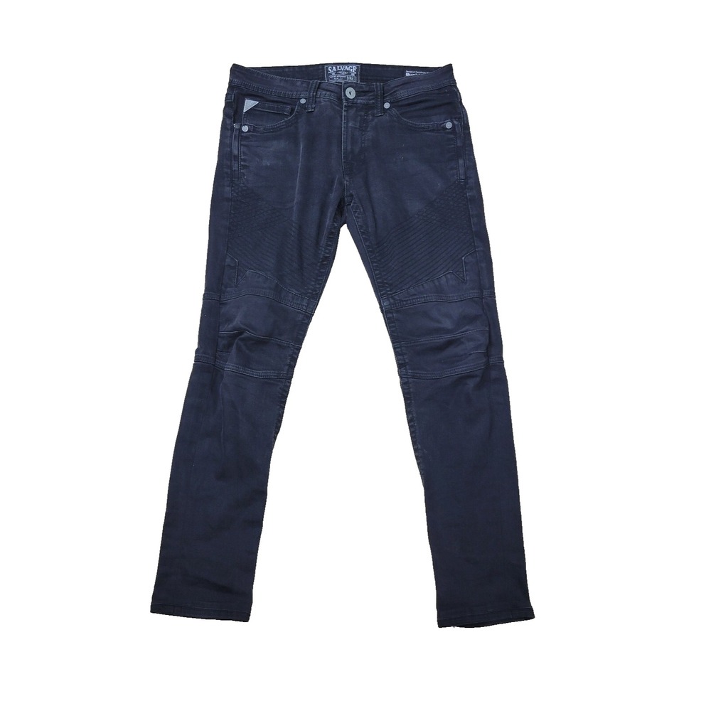 Salvage Havoc Straight Slim Fit Mens 32R Black Denim Stretch Jeans Mid Rise